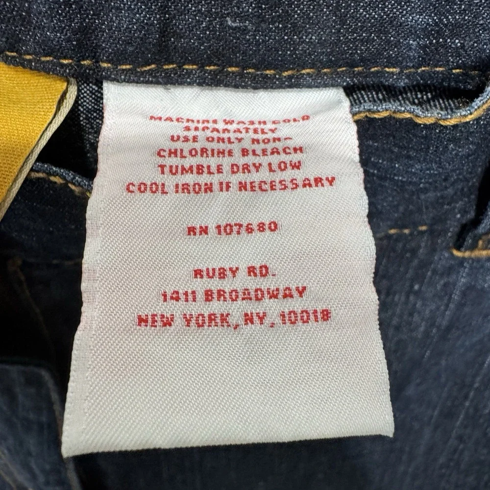 Ruby Rd. Side Elastic Straight Leg Women's size 12 Dark Wash Blue Denim Jeans